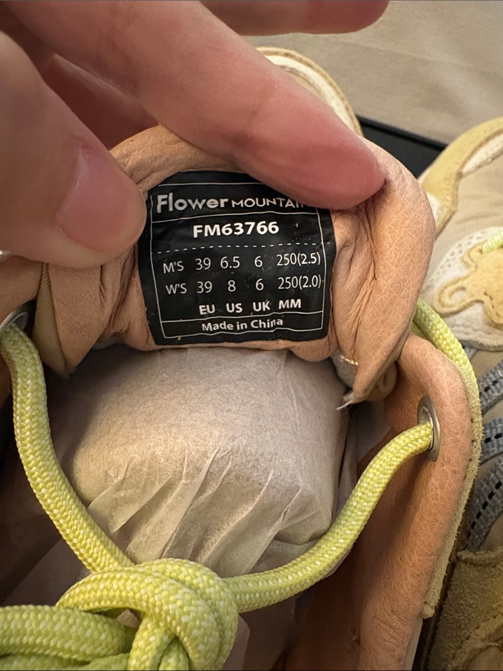 NWT Flower Mountain YAMANO 3 UNI Suede technical fabric sneakers - Beige-Yellow - Picture 12 of 16